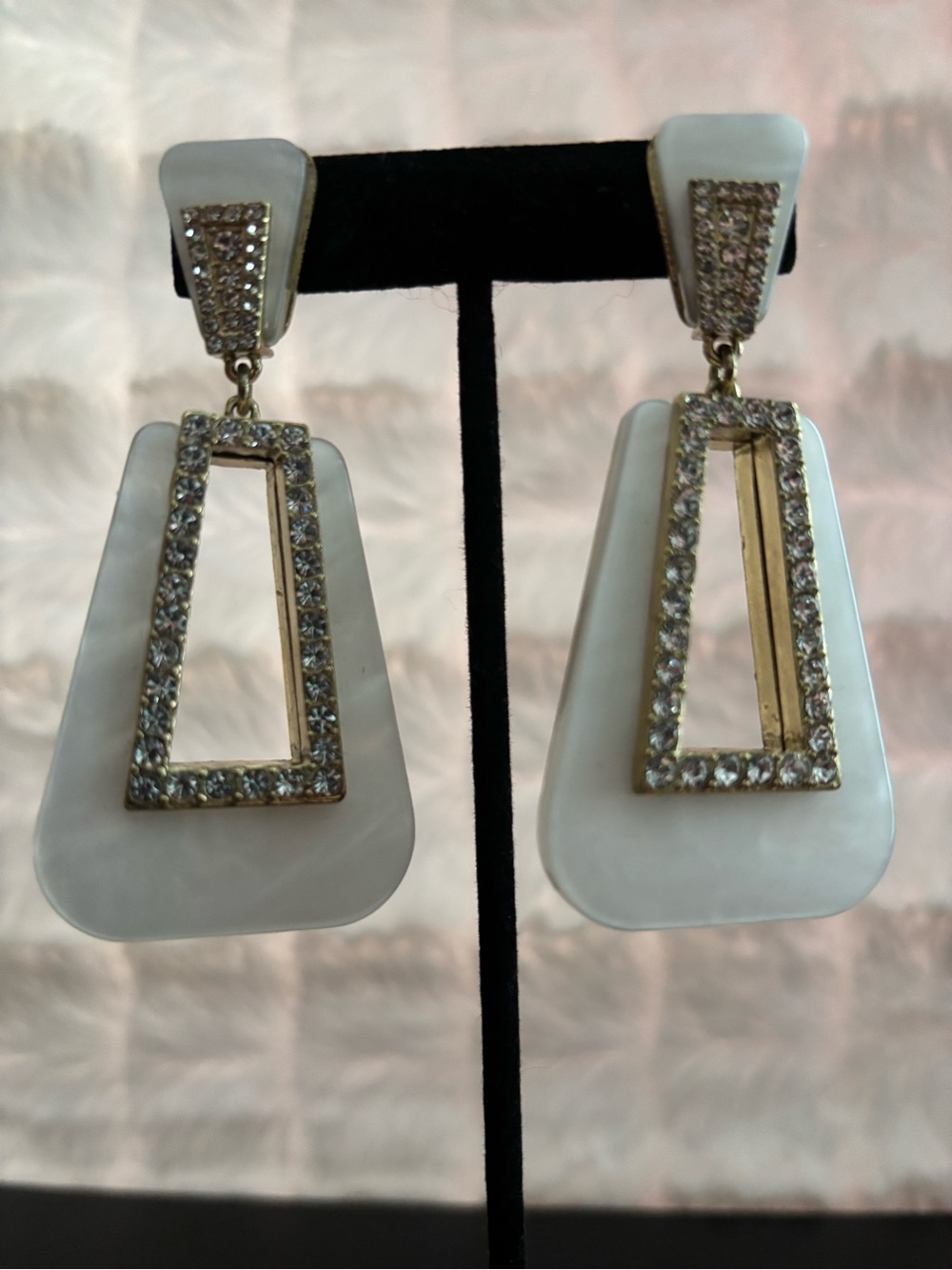 Heidi Daus White Drop Crystal Frame Earrings - White